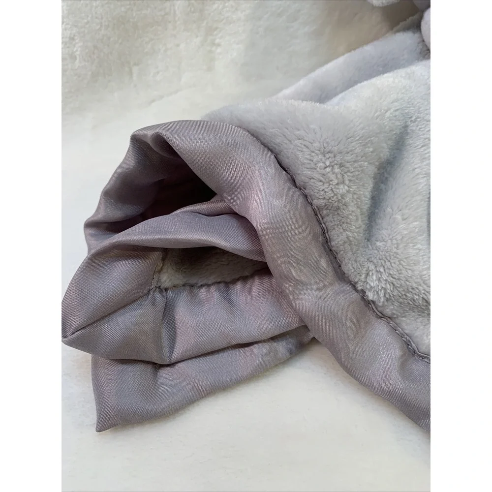 Carters Grey Gray Elephant Security Blanket Soft Velour Satin Baby Lovey Toy‎